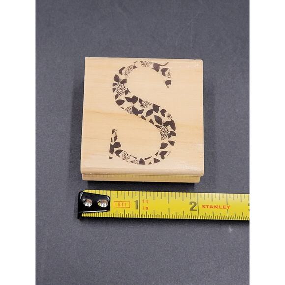 Rubber Stamp Capital S Floral 2x2 Paper Craft Scrapbook Monogram Initial - Picture 3 of 4